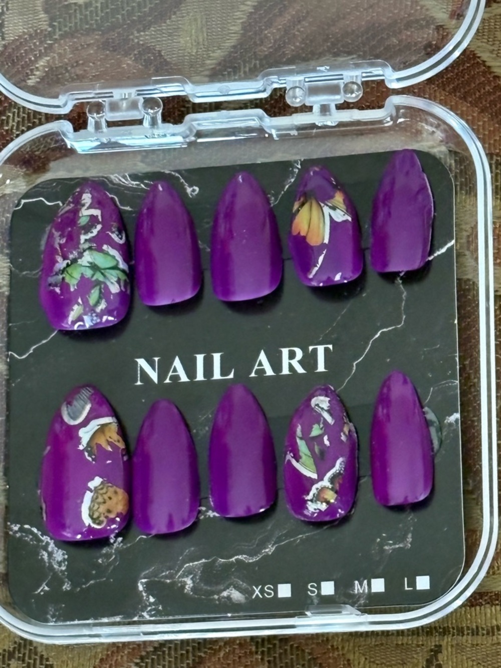 Purple Floral Press-On Nails